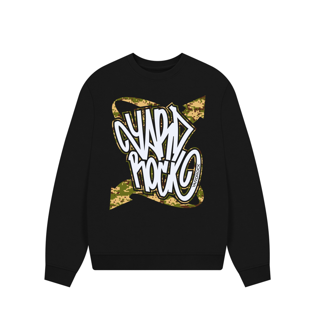 Black Printed Sweater Front