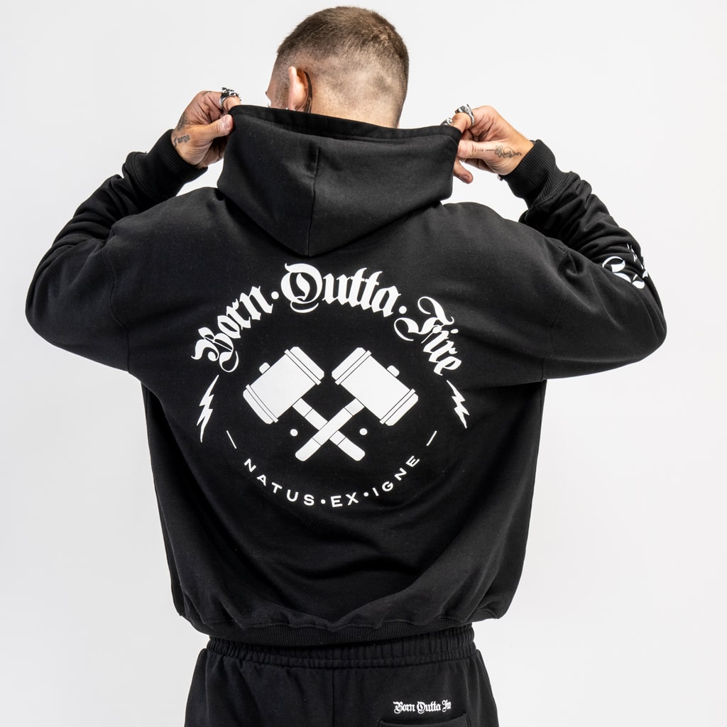 french terry tracksuit hooded black top