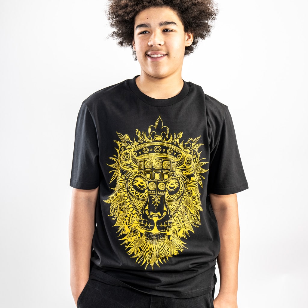 Black and Yellow ROAR lion t shirt