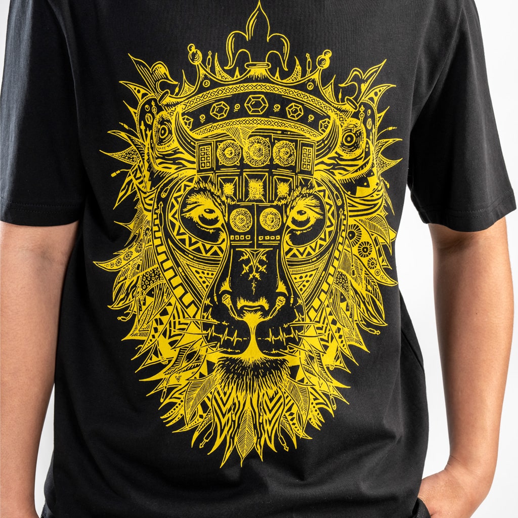 Regal Hand drawn lion graphic screen-printed t shirt