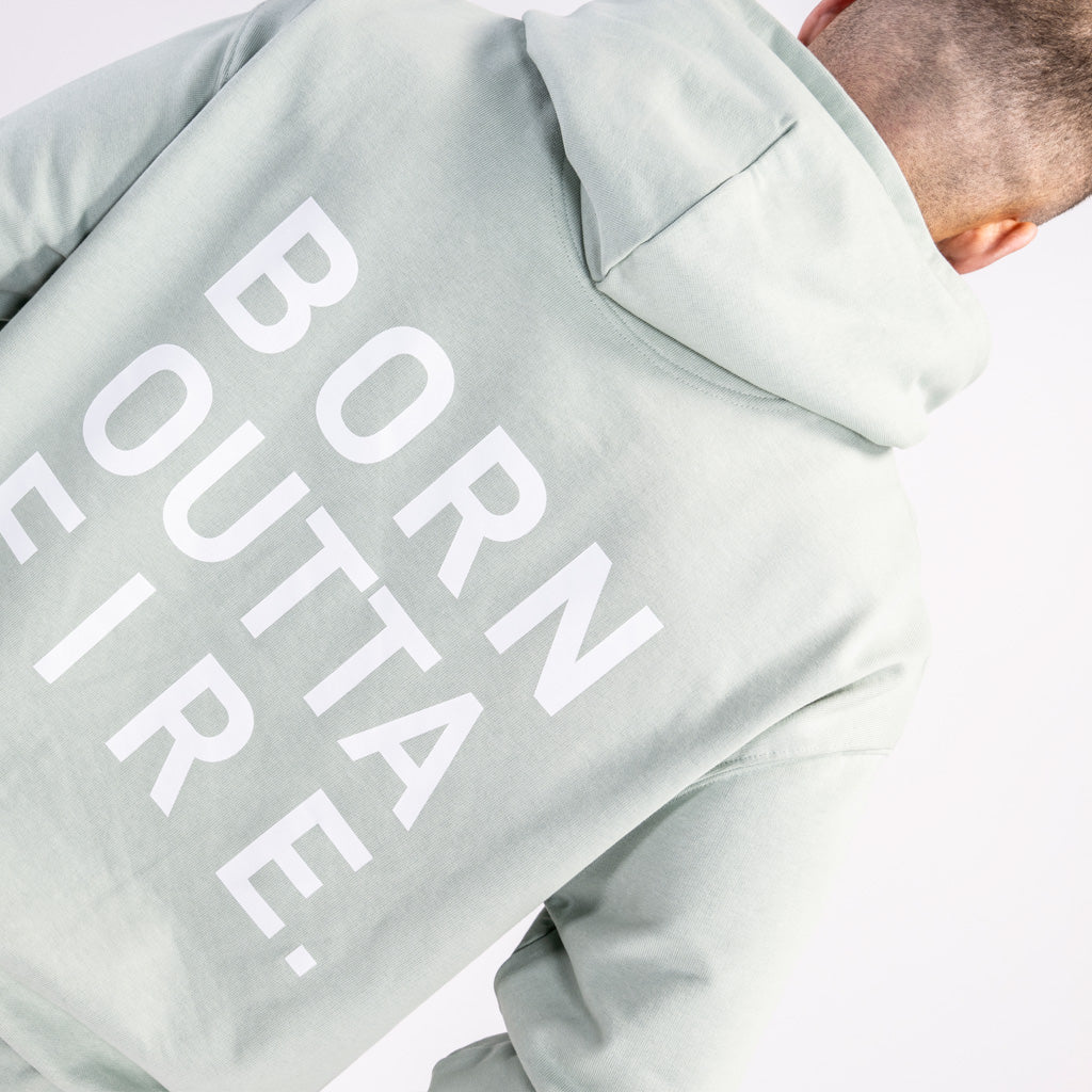 aloe green hoodie large back print