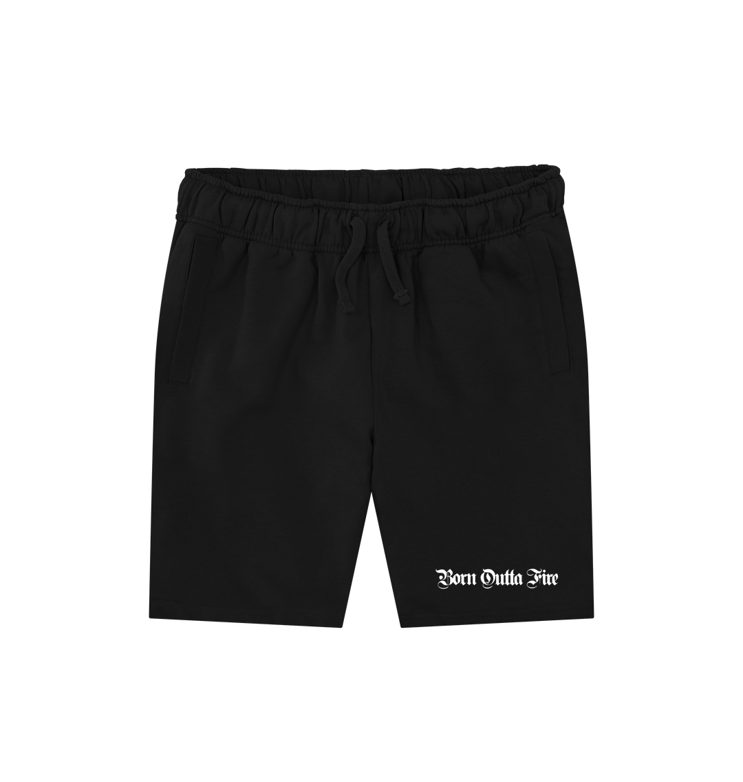 Black Printed Mens Shorts Front