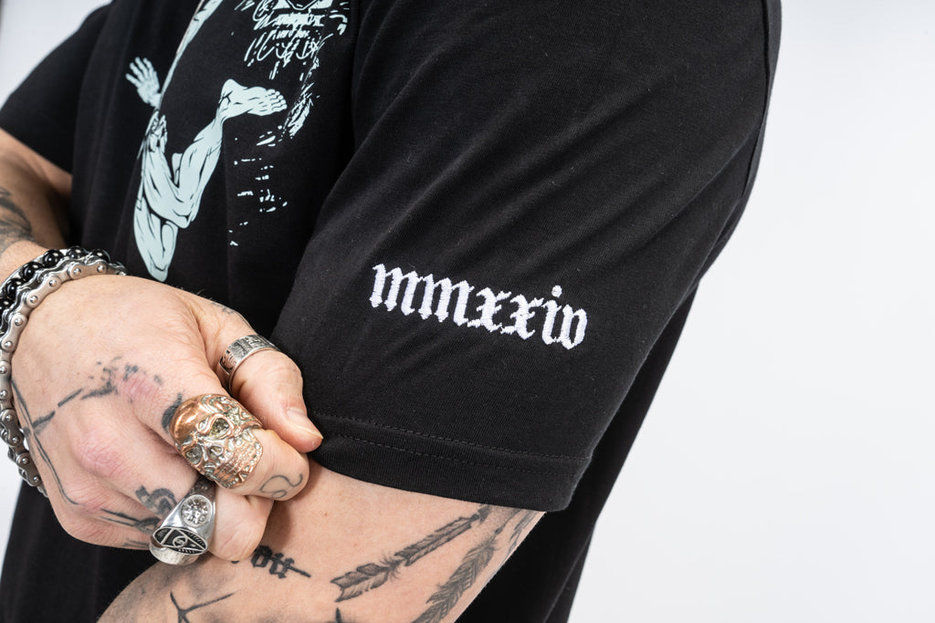 Roman Numerals detailing on streetwear t shirt