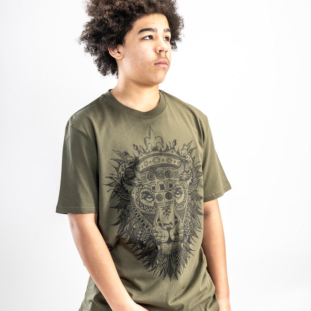 Khaki Army Green Lion T-Shirt for Junglists