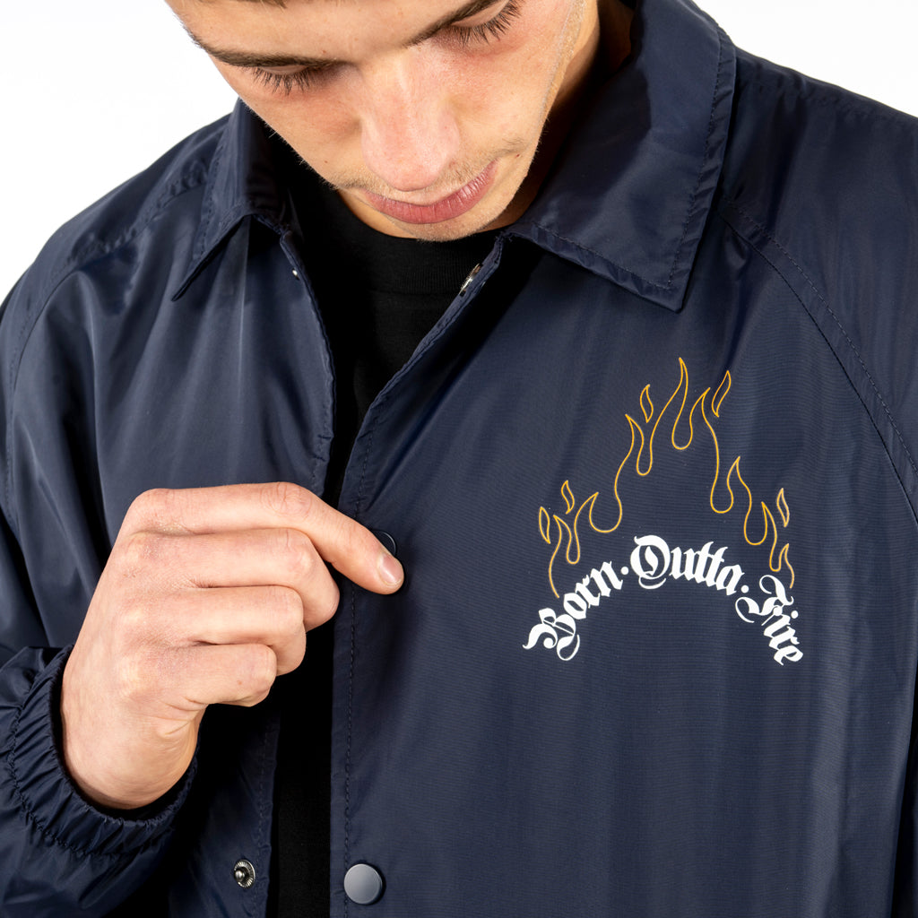Navy Coach Jacket front detail