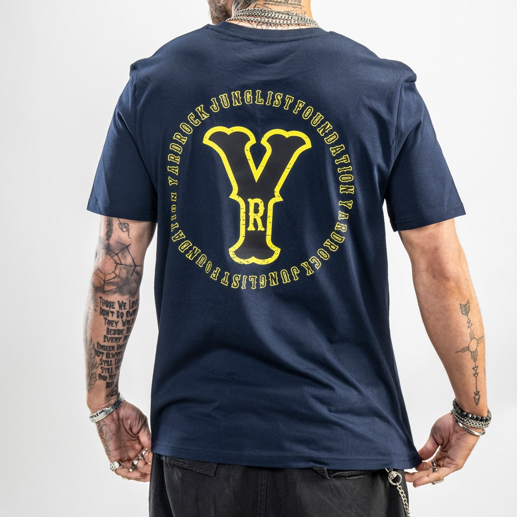Navy large back print UK streetwear brand t shirt
