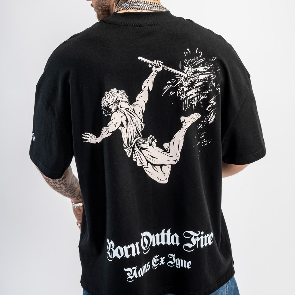 black vulcan t shirt with large back print