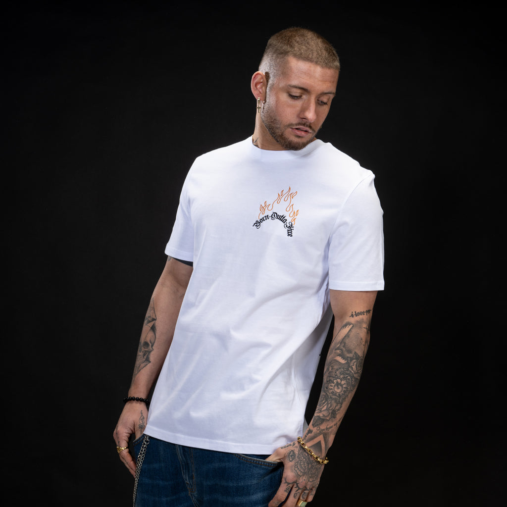 White Ashen Glow T Shirt DnB Fire