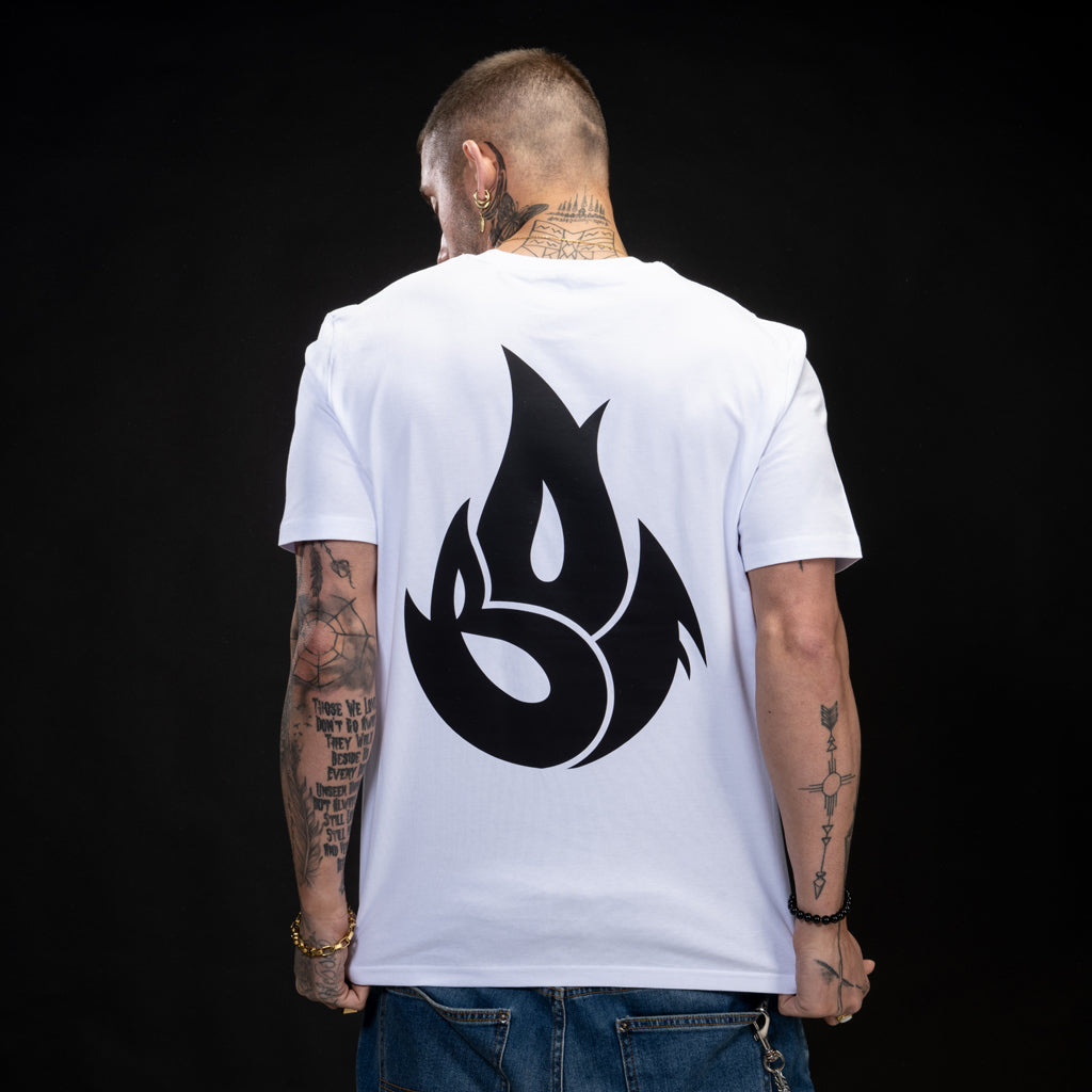 Large Back Print Ember Shift on Classic White T Shirt
