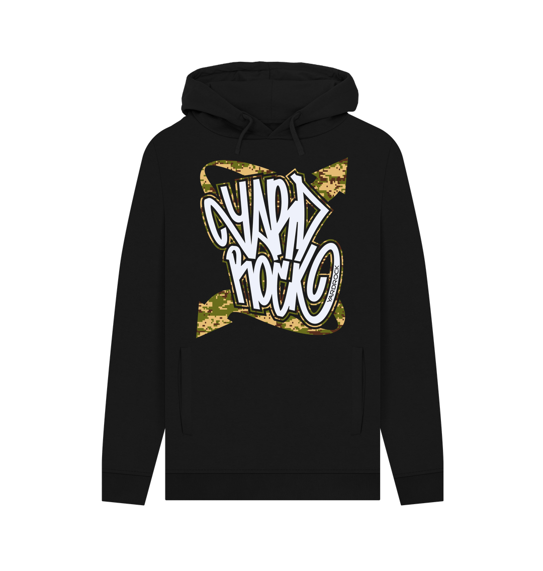 Black Printed Hoody Front