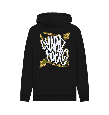 Black Printed Hoody Front