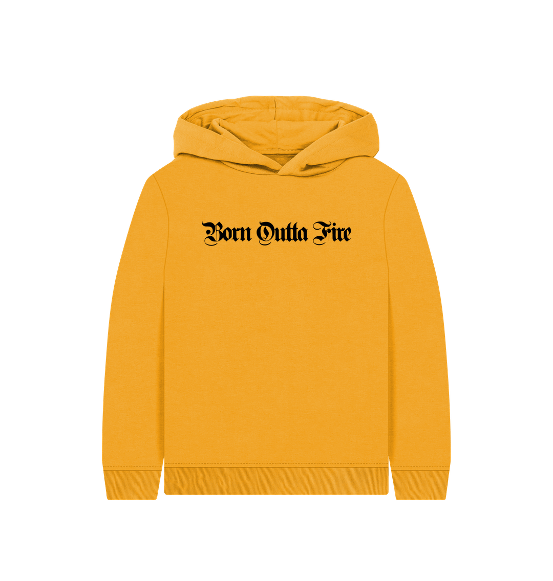 Mustard Printed Kids Hoodie Front