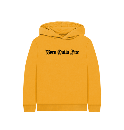 Mustard Printed Kids Hoodie Front