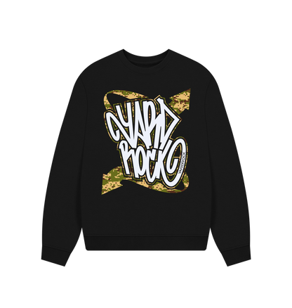 Black Printed Sweater Front