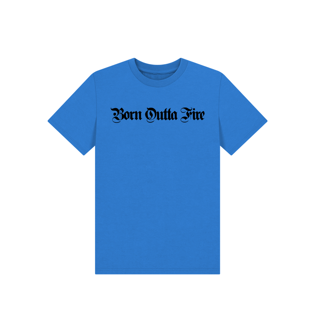 Bright Blue Printed Kids T-Shirt Front