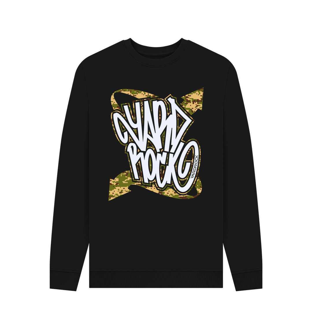 Black Printed Sweater Front