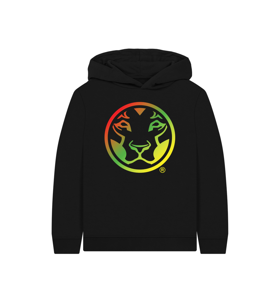 Black Printed Kids Hoodie Front