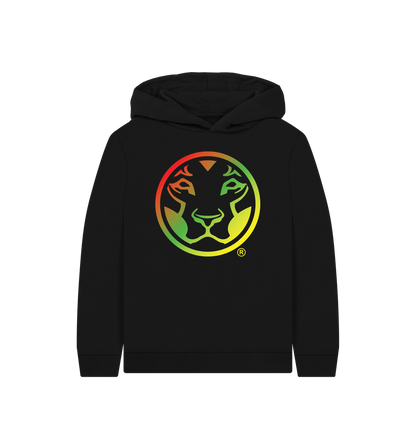 Black Printed Kids Hoodie Front