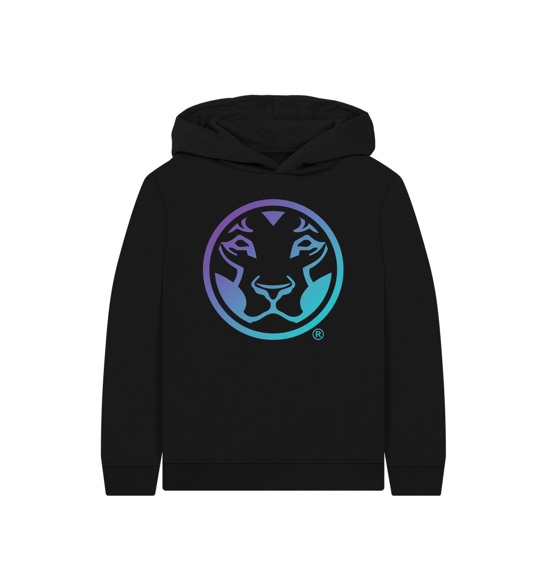 Black Printed Kids Hoodie Front