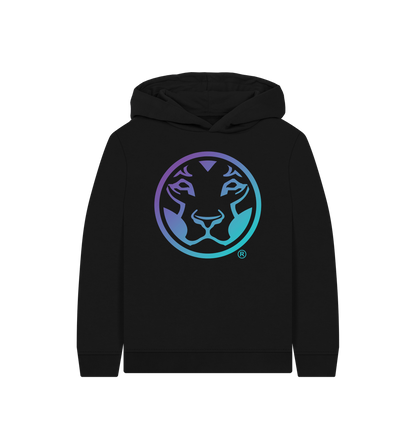 Black Printed Kids Hoodie Front