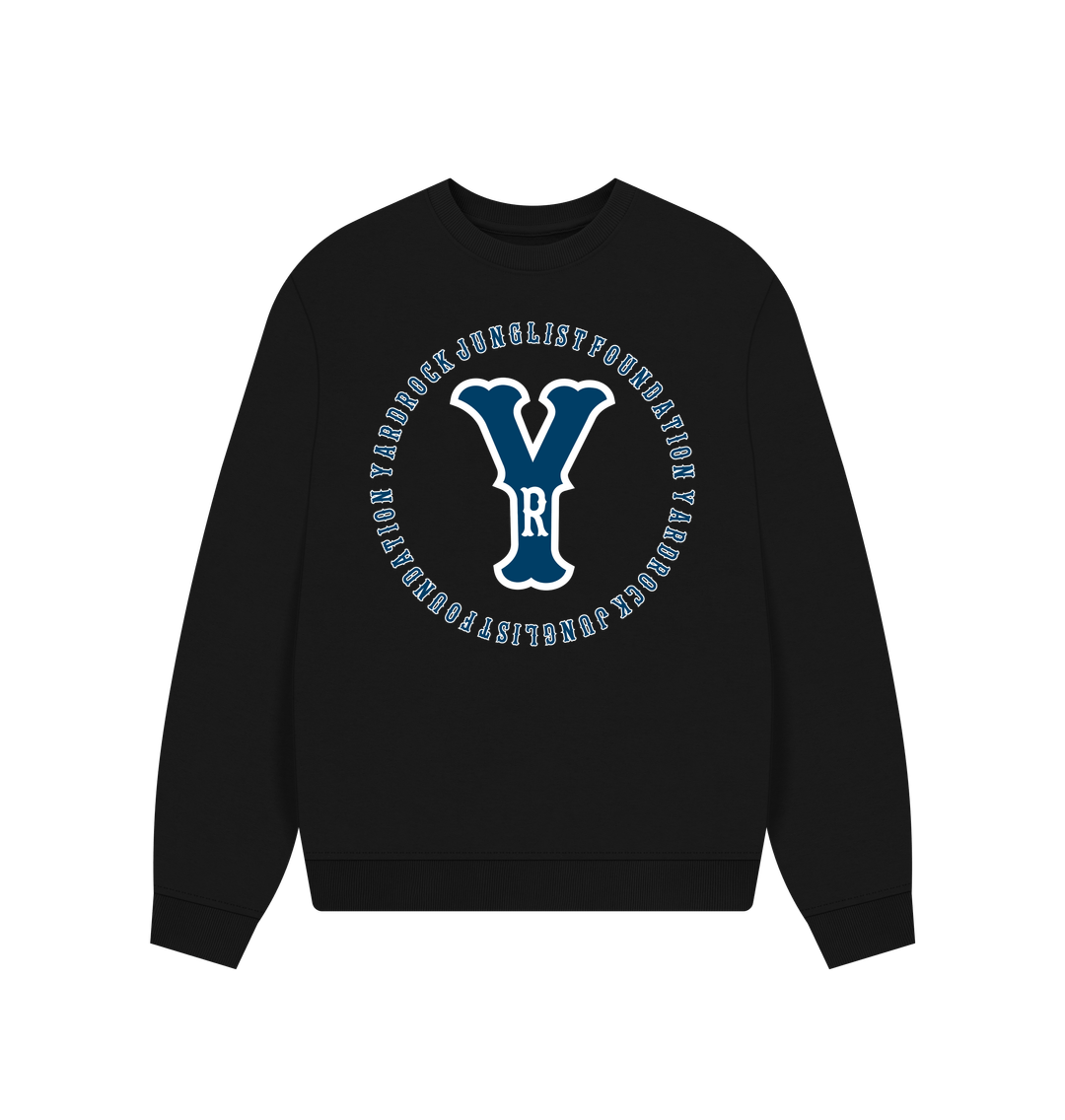 Black YR Vintage Blue and White Oversized Women's Sweatshirt