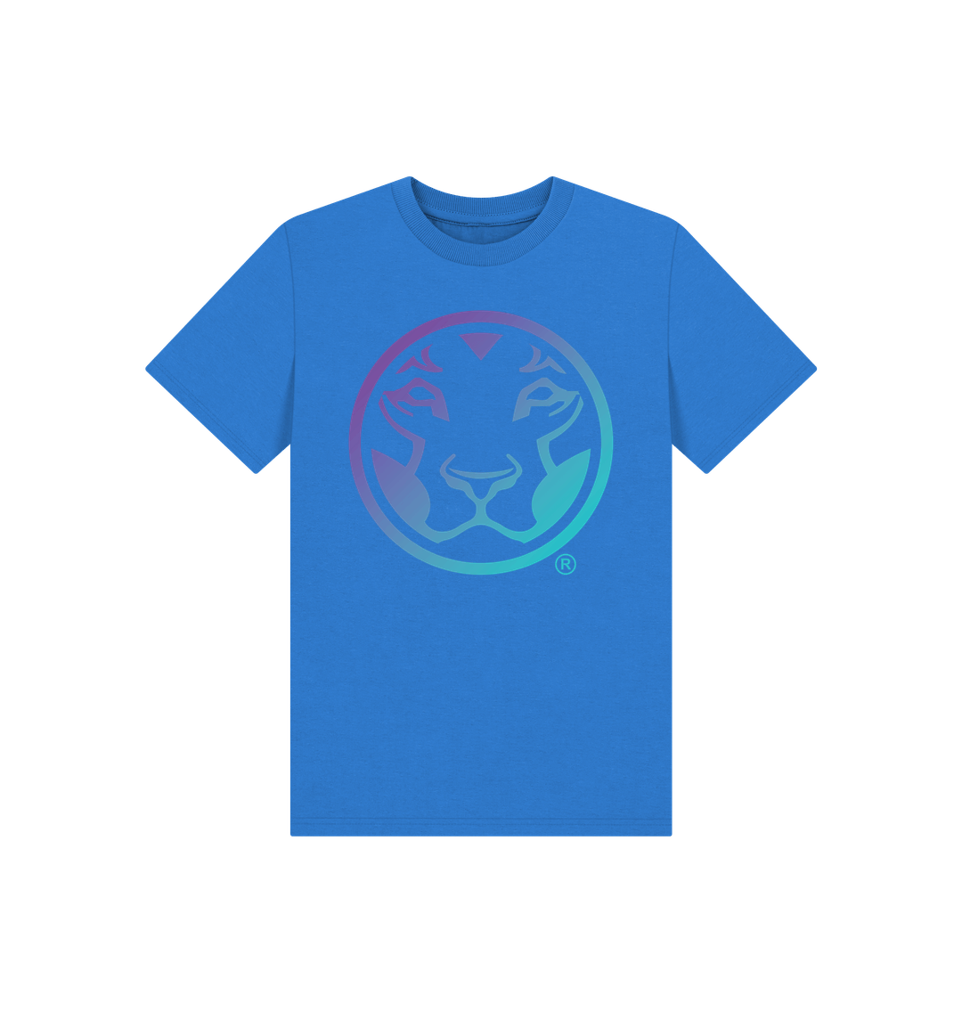 Bright Blue Printed Kids T-Shirt Front