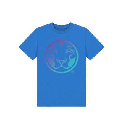 Bright Blue Printed Kids T-Shirt Front