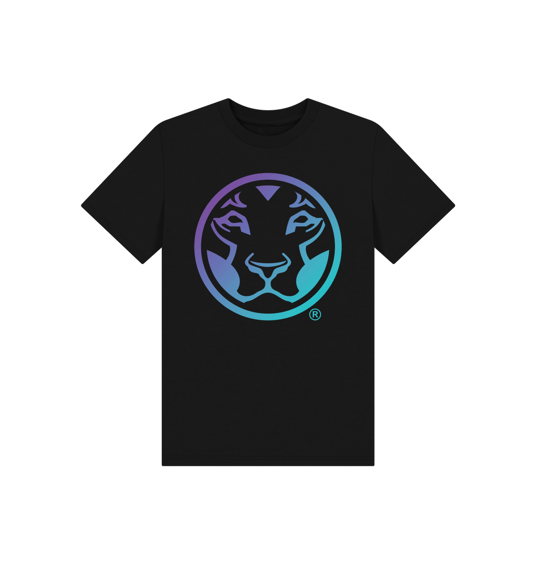 Black Printed Kids T-Shirt Front