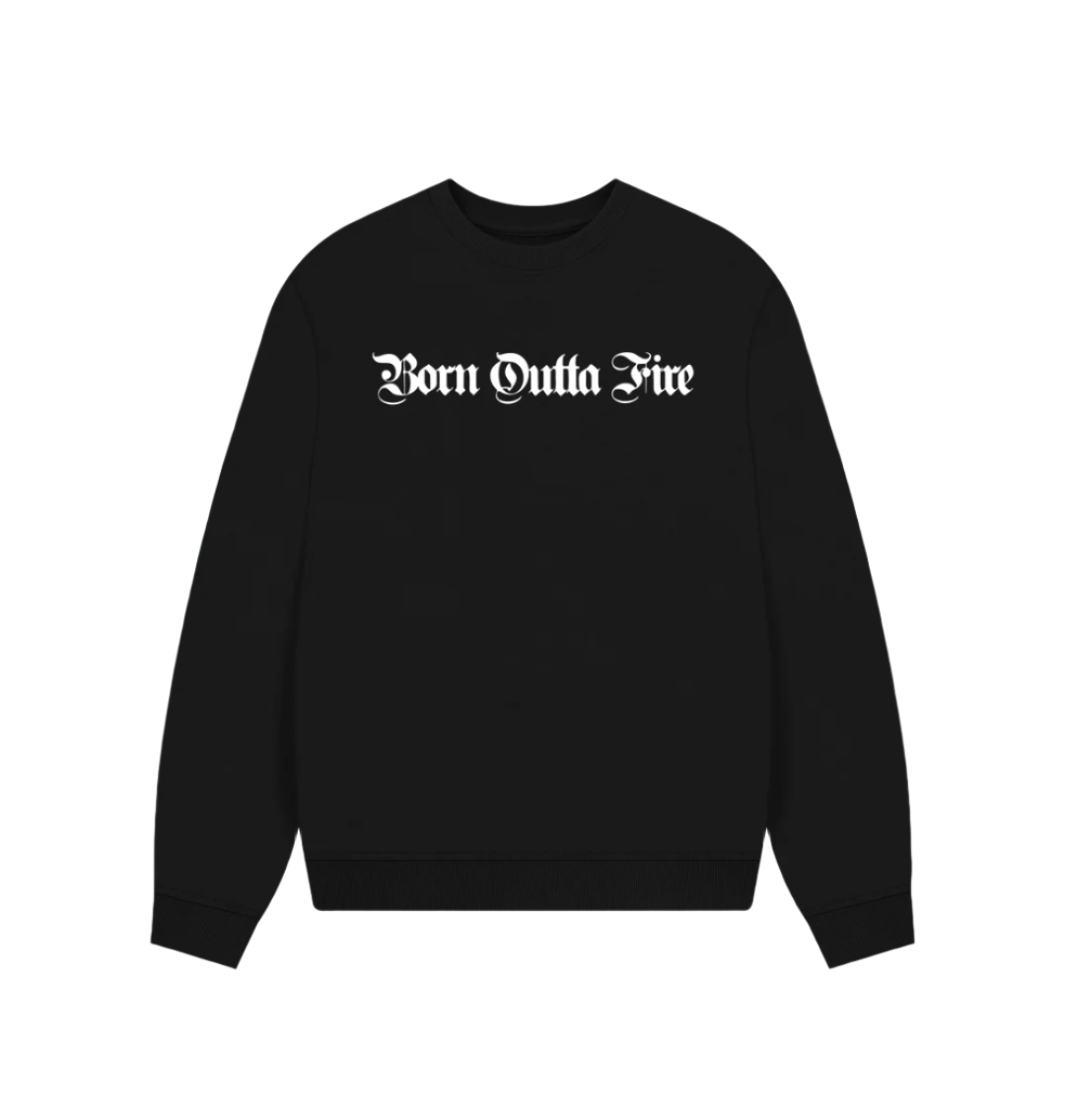 Black Born Outta Fire Oversized Women's Sweatshirt