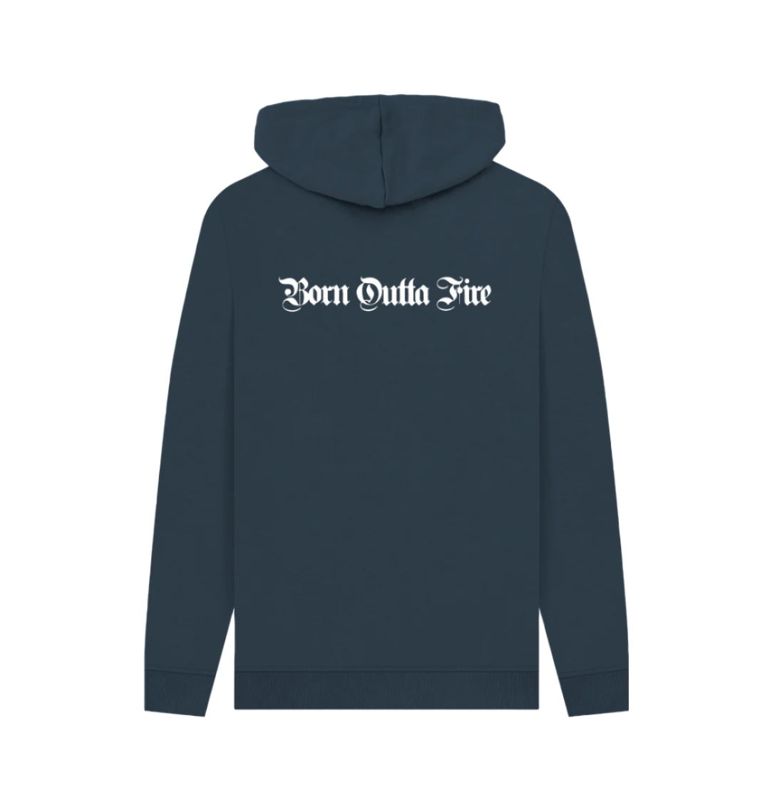 Born Outta Fire Blue Hooded top with back print