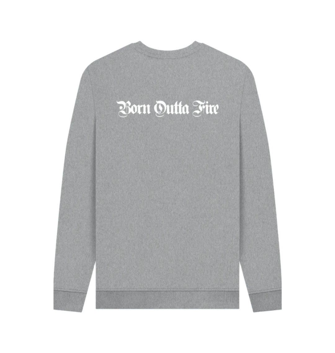 Grey Yardrock Sweatshirt with back print Born Outta Fire