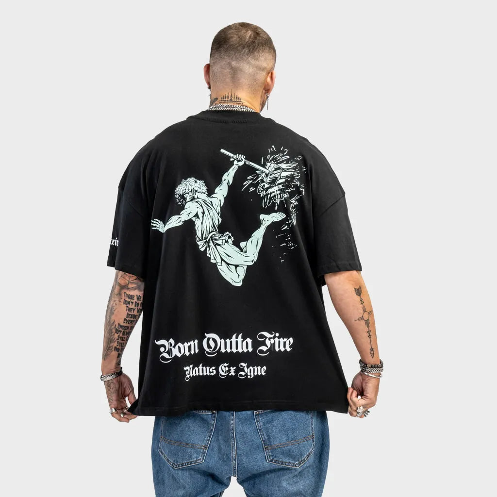 Vulcan God Black Oversized T Shirt Aloe
