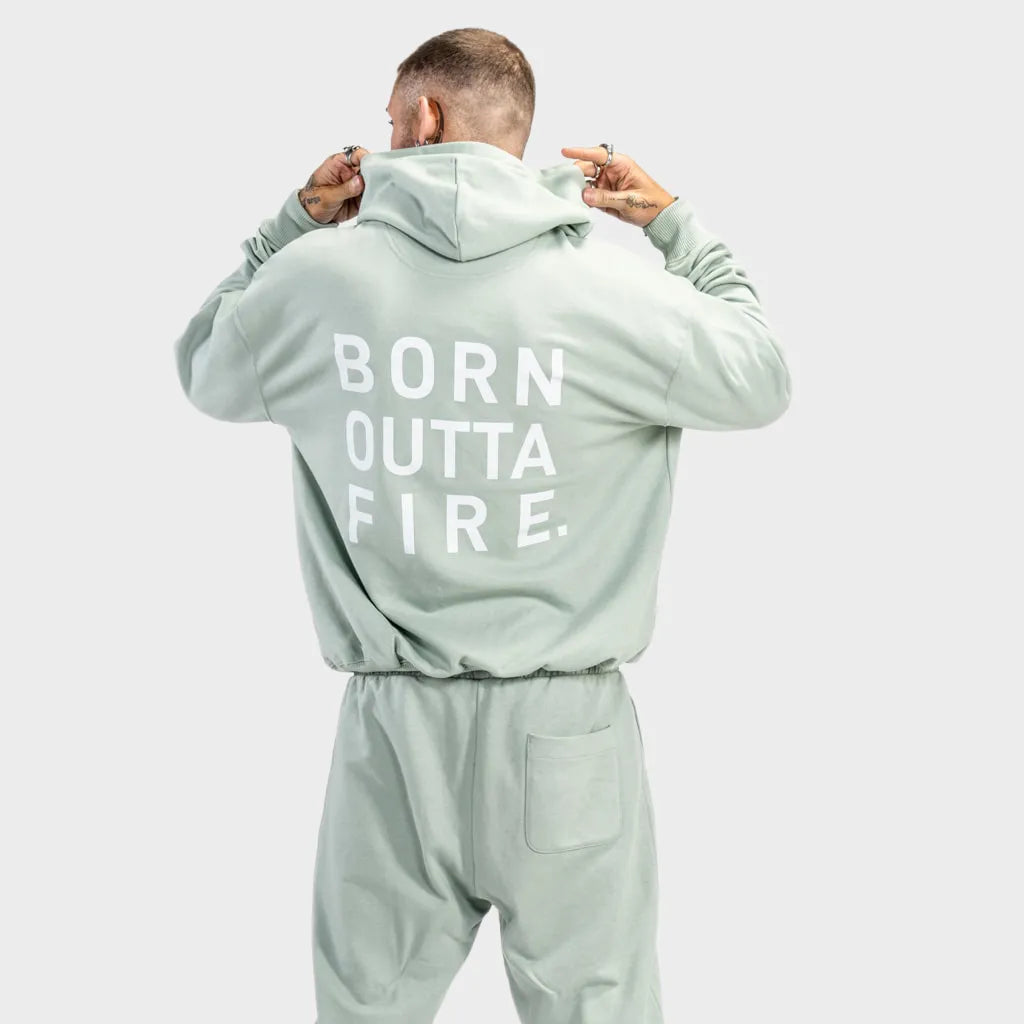 Born Outta Fire Block Aloe Front and Back Print Hoody