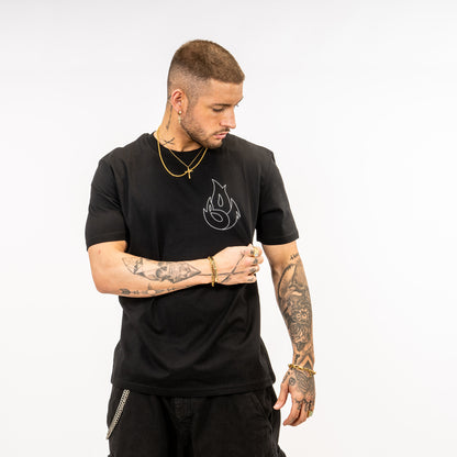 Amber Shift Black T Shirt with Front Print Detail