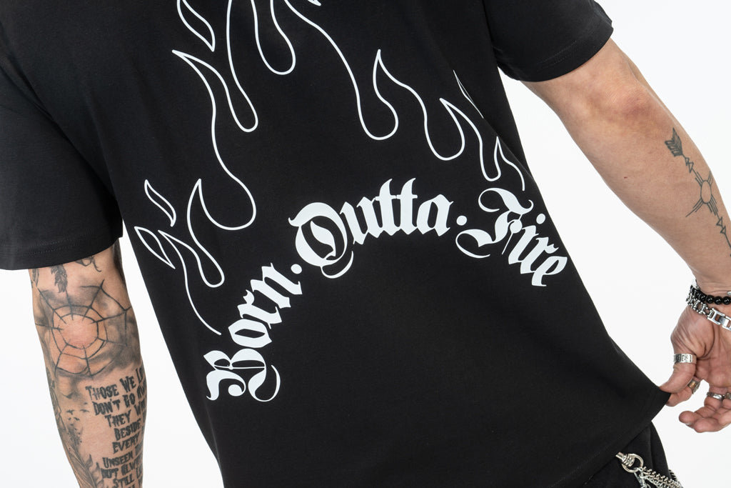 Flames of Ashen Glow Black T Shirt back print