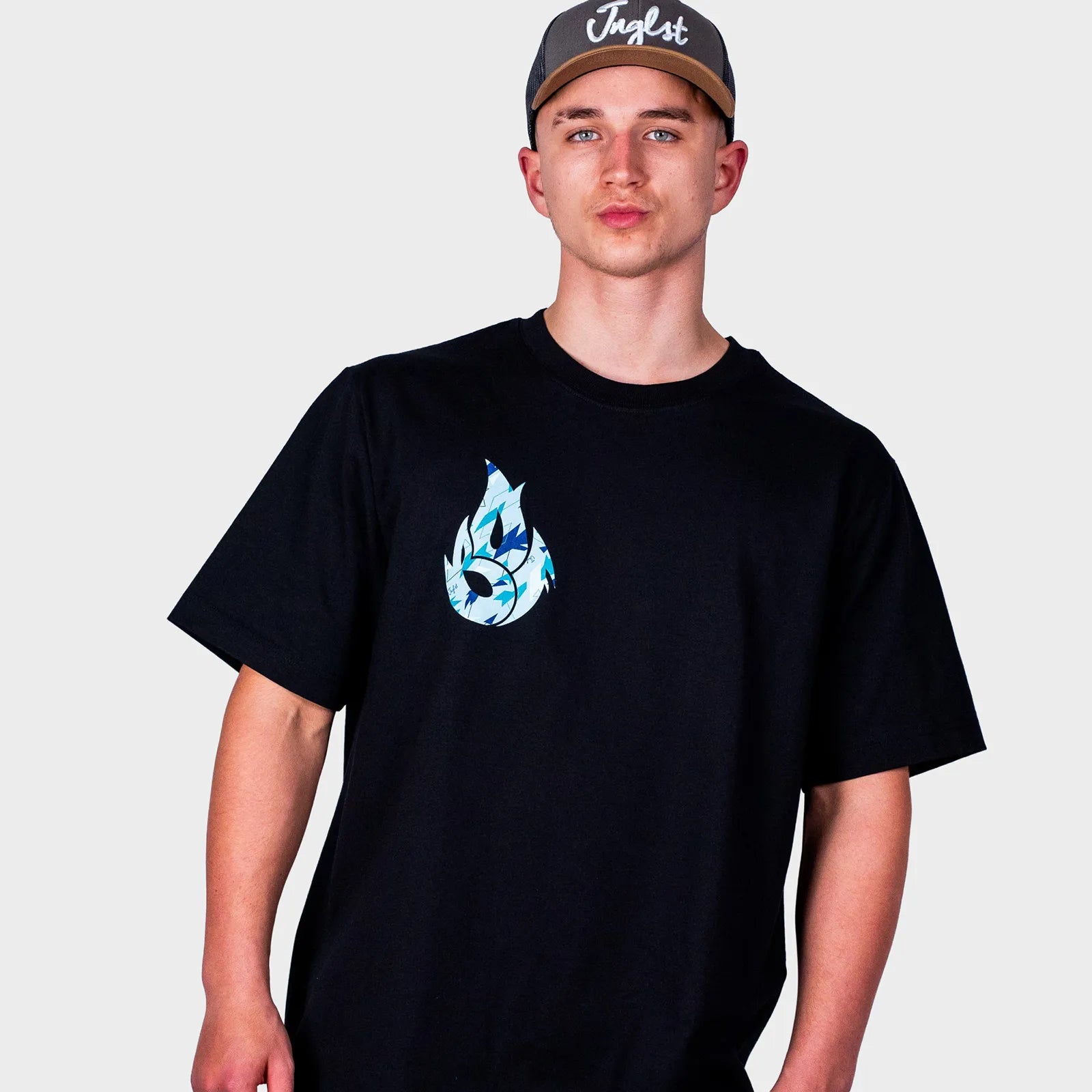 Black BOF X Jnglst Blue Camo Fire Relaxed Fit T-Shirt