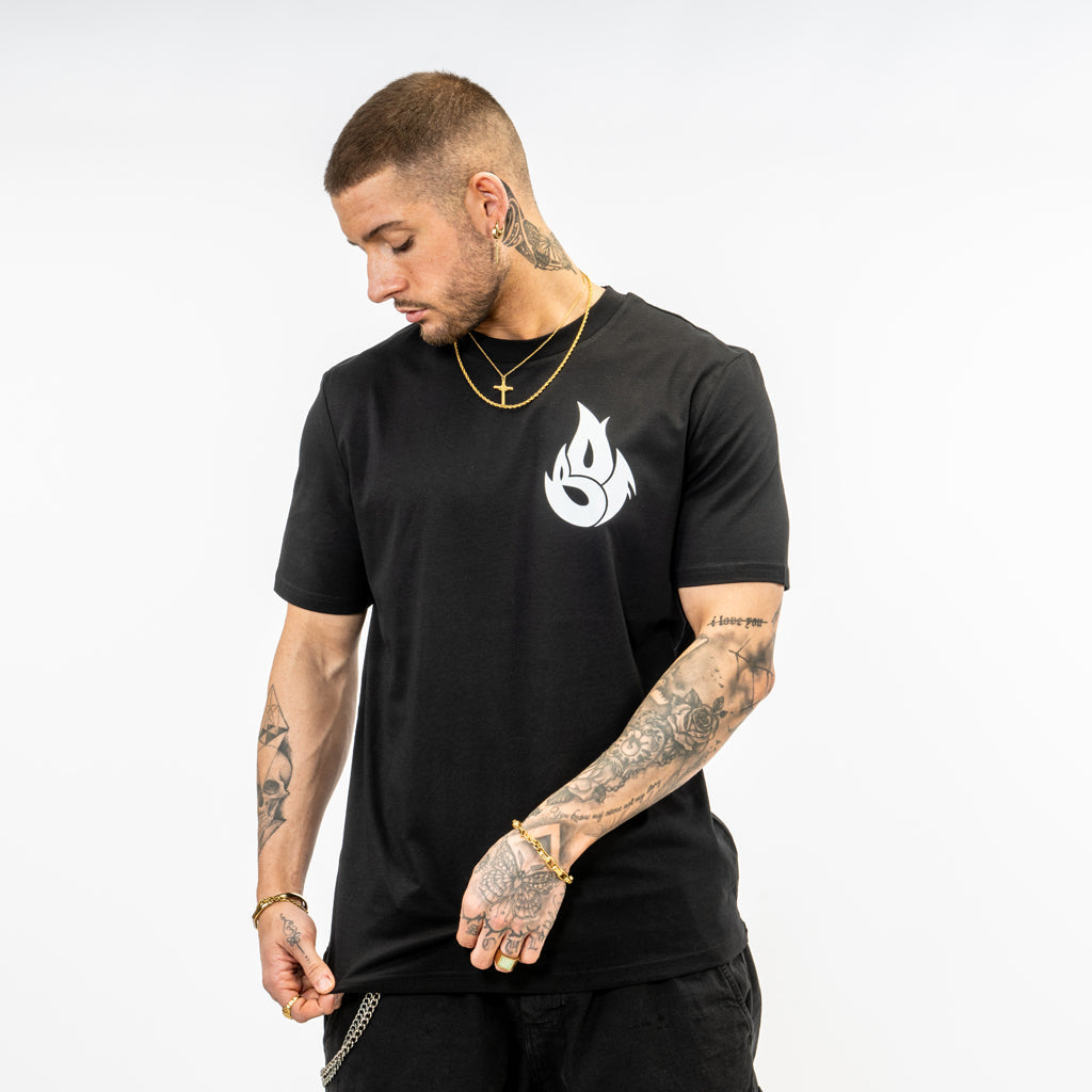 Front Print Ember Shift Black T Shirt