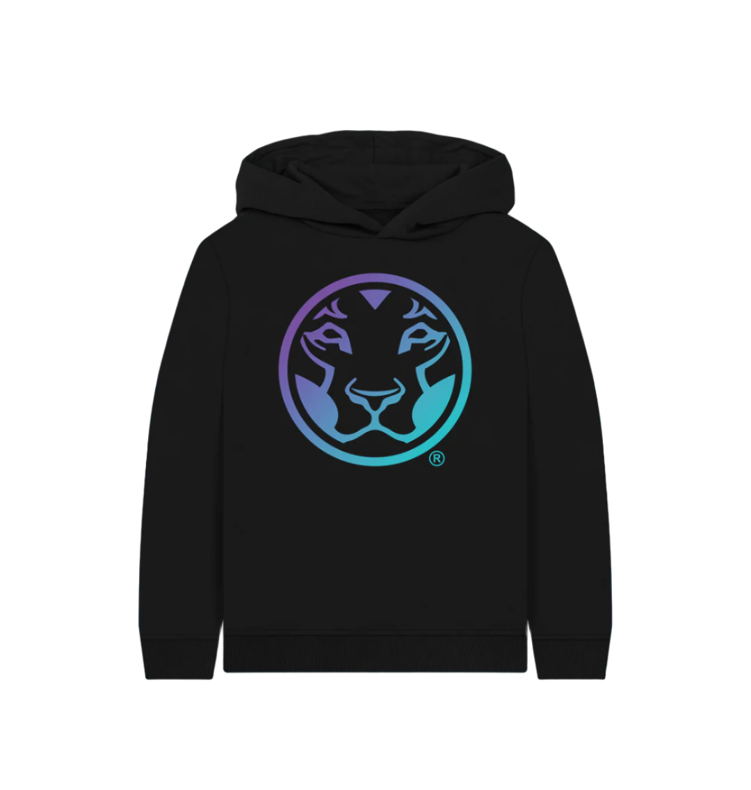 Black Kids Pullover Hoody with Purple Fade Lion