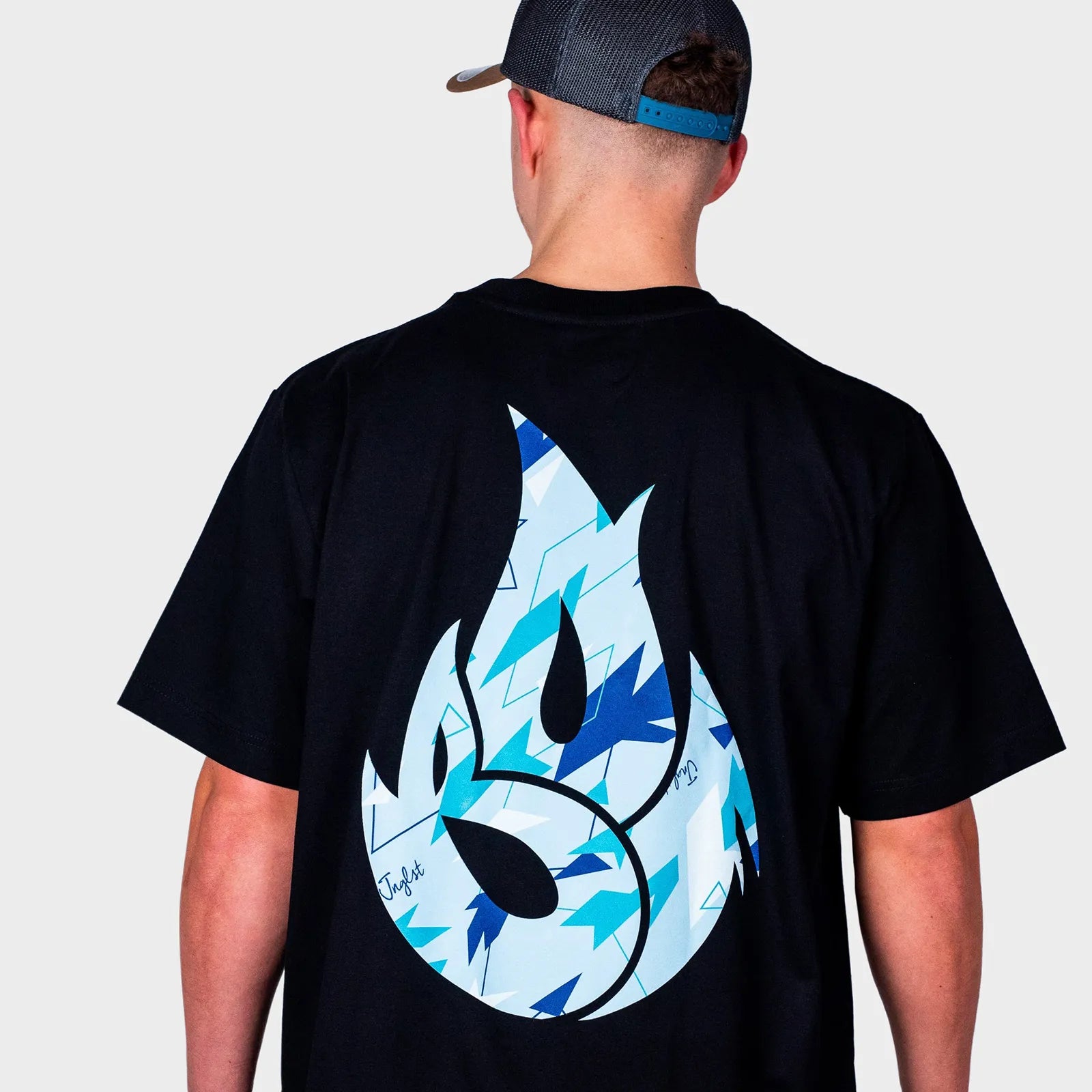 Black BOF X Jnglst Blue Camo Fire Relaxed Fit T-Shirt