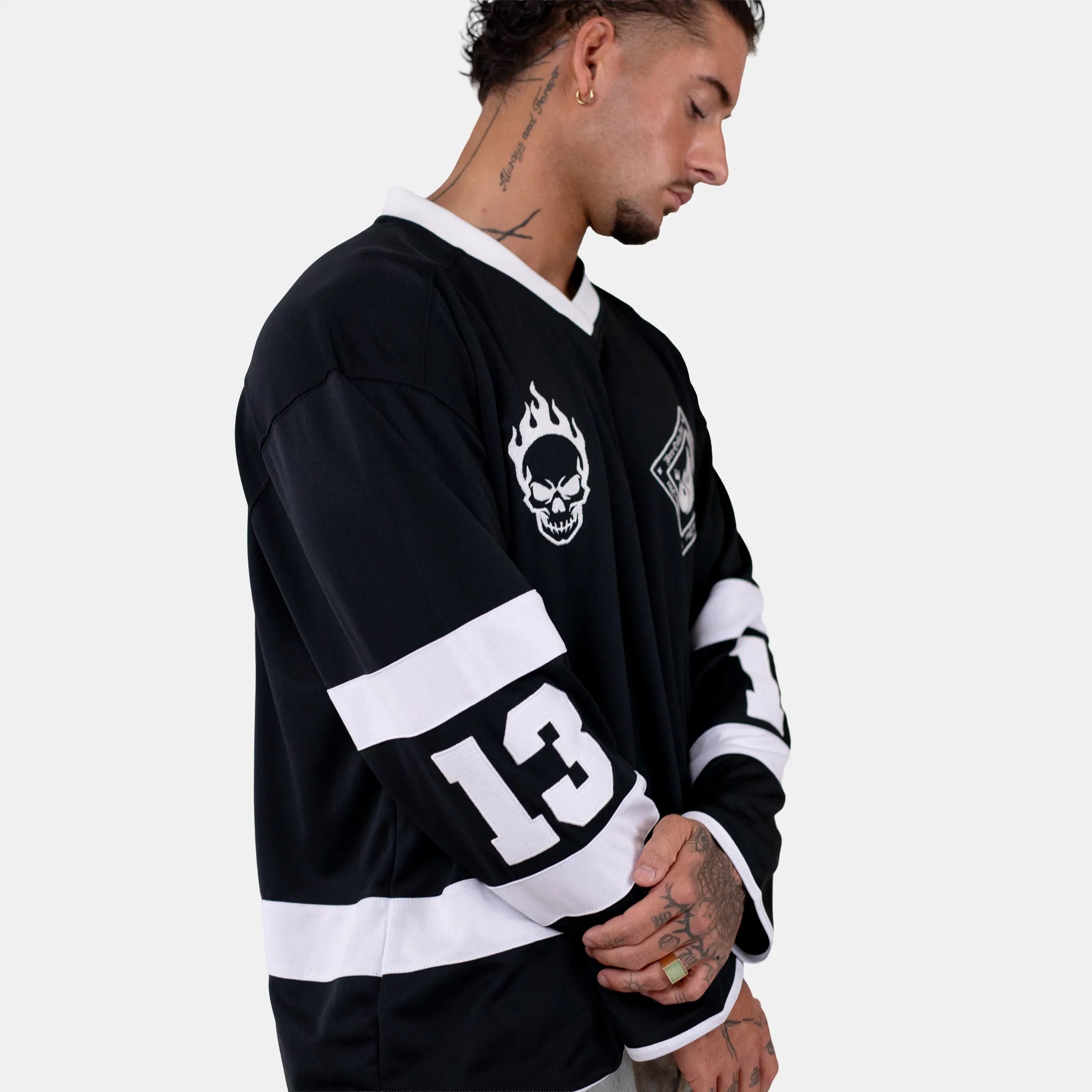 Born Outta Fire Hockey Jersey - Black/White