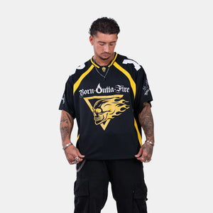 Born Outta Fire American Football Jersey - Black/Yellow