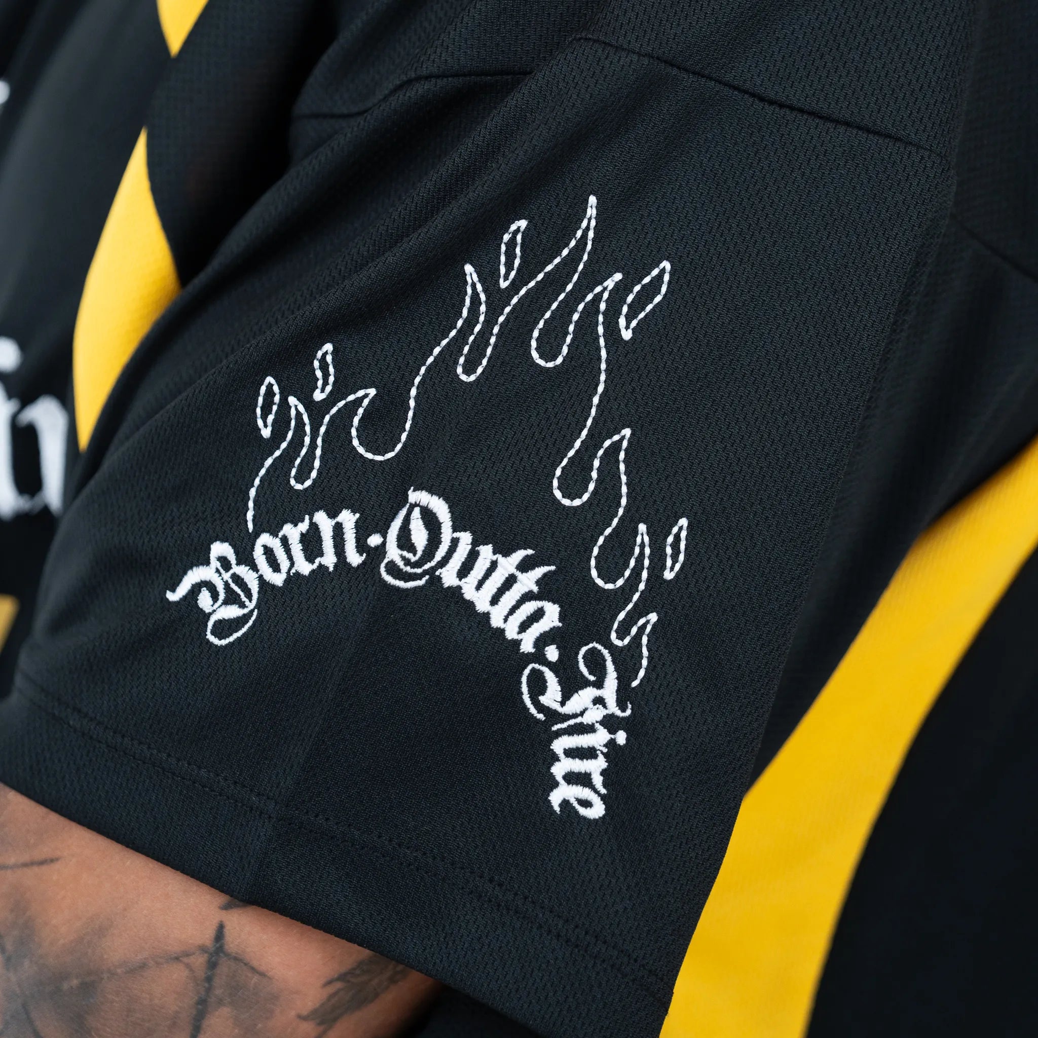 Born Outta Fire American Football Jersey - Black/Yellow