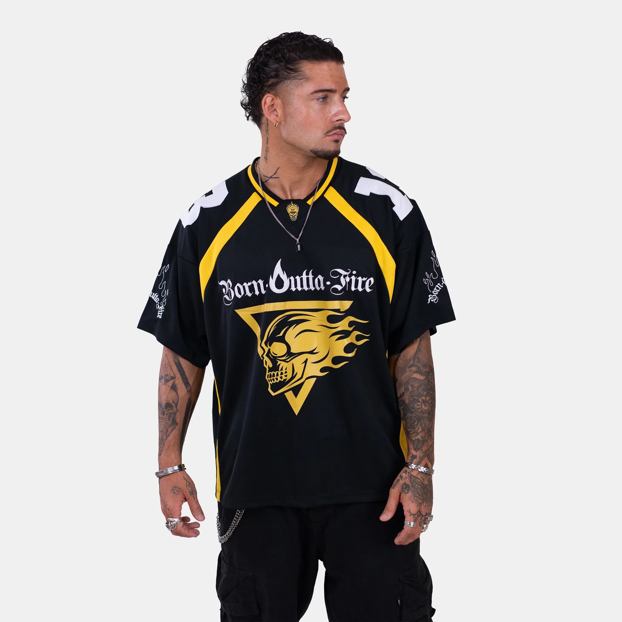 Born Outta Fire American Football Jersey - Black/Yellow