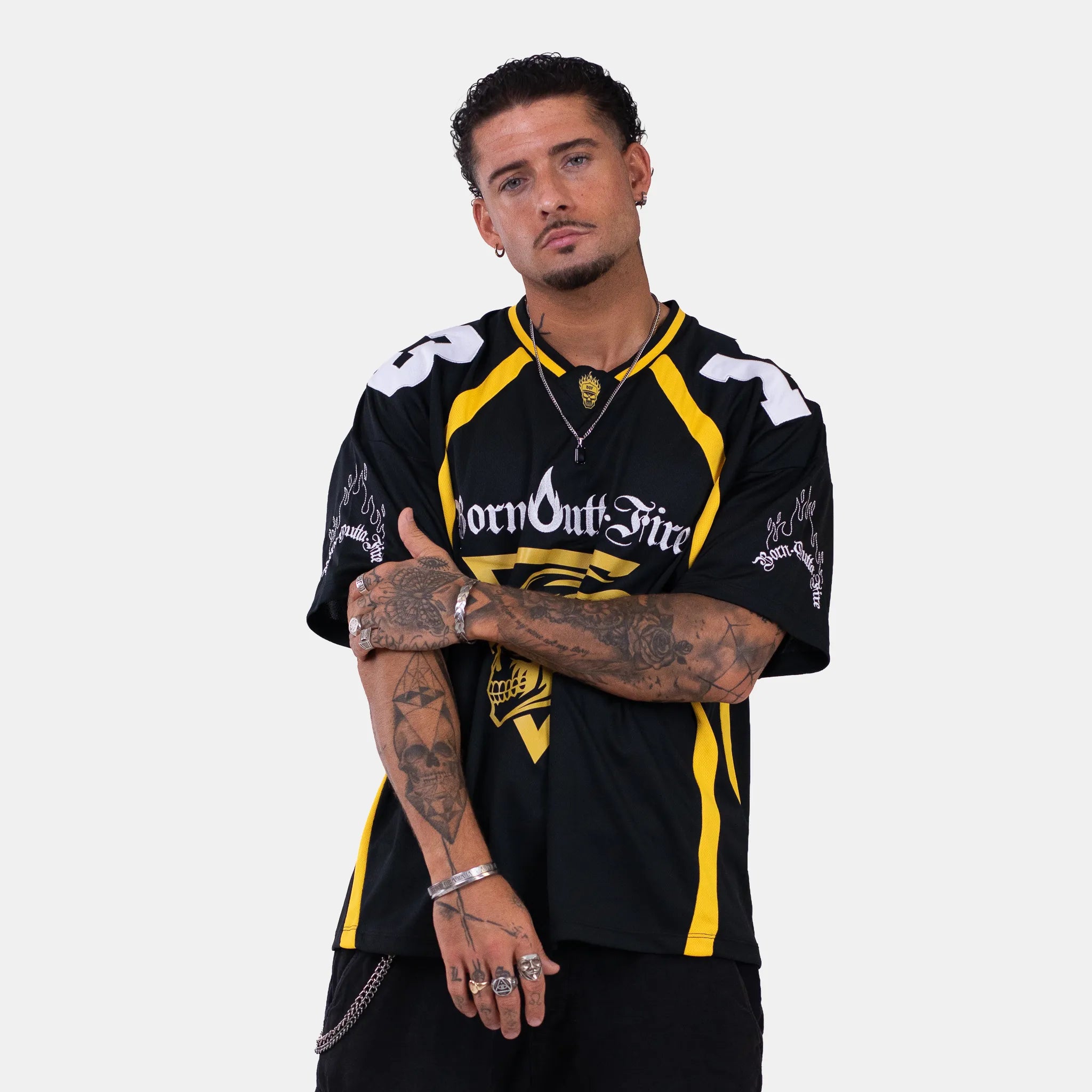 Born Outta Fire American Football Jersey - Black/Yellow