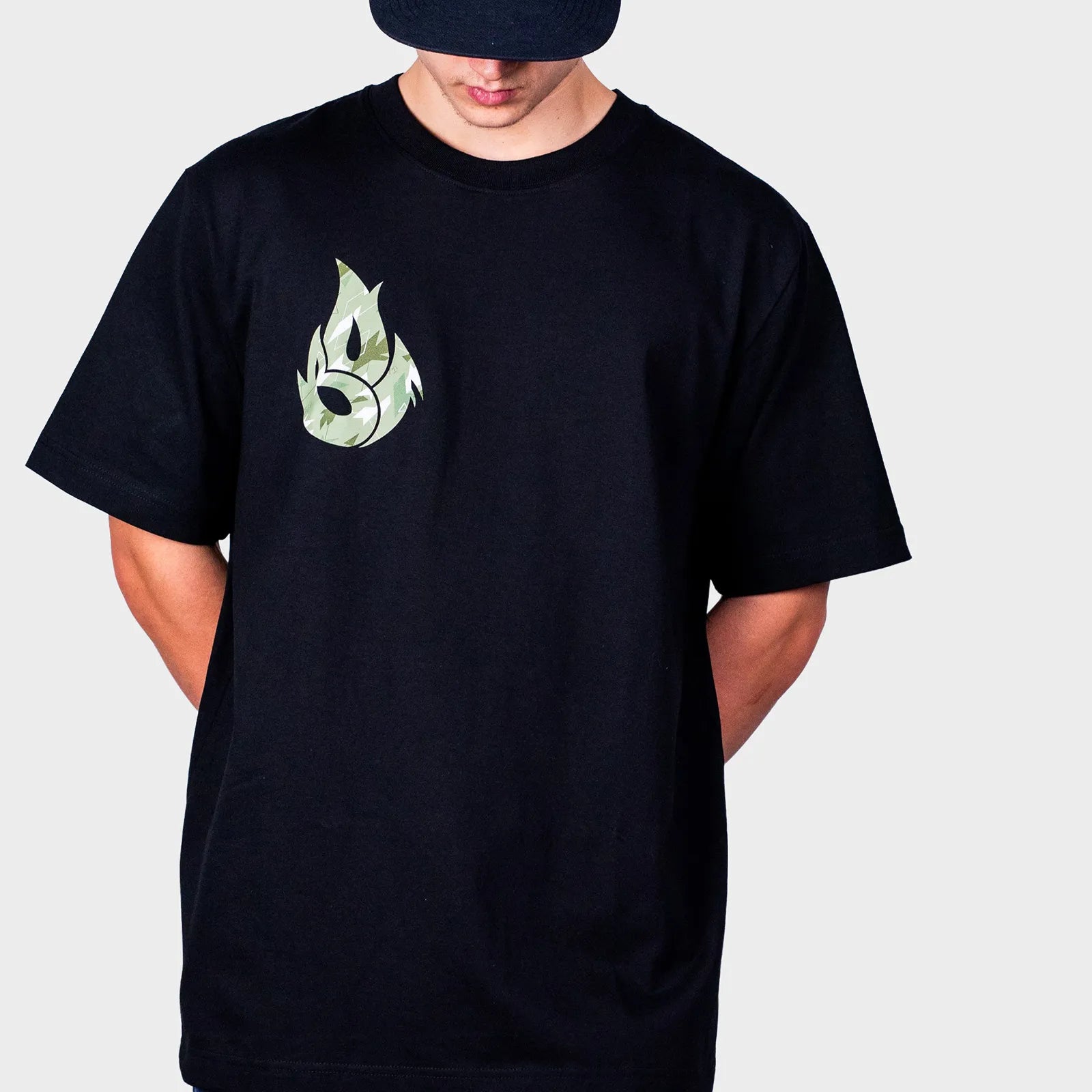 Black BOF X Jnglst Green Camo Fire Relaxed Fit T-Shirt
