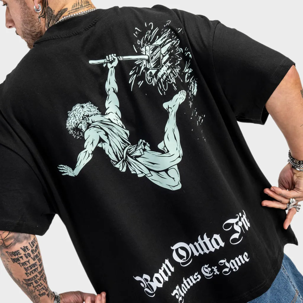 Vulcan God Black Oversized T Shirt Aloe