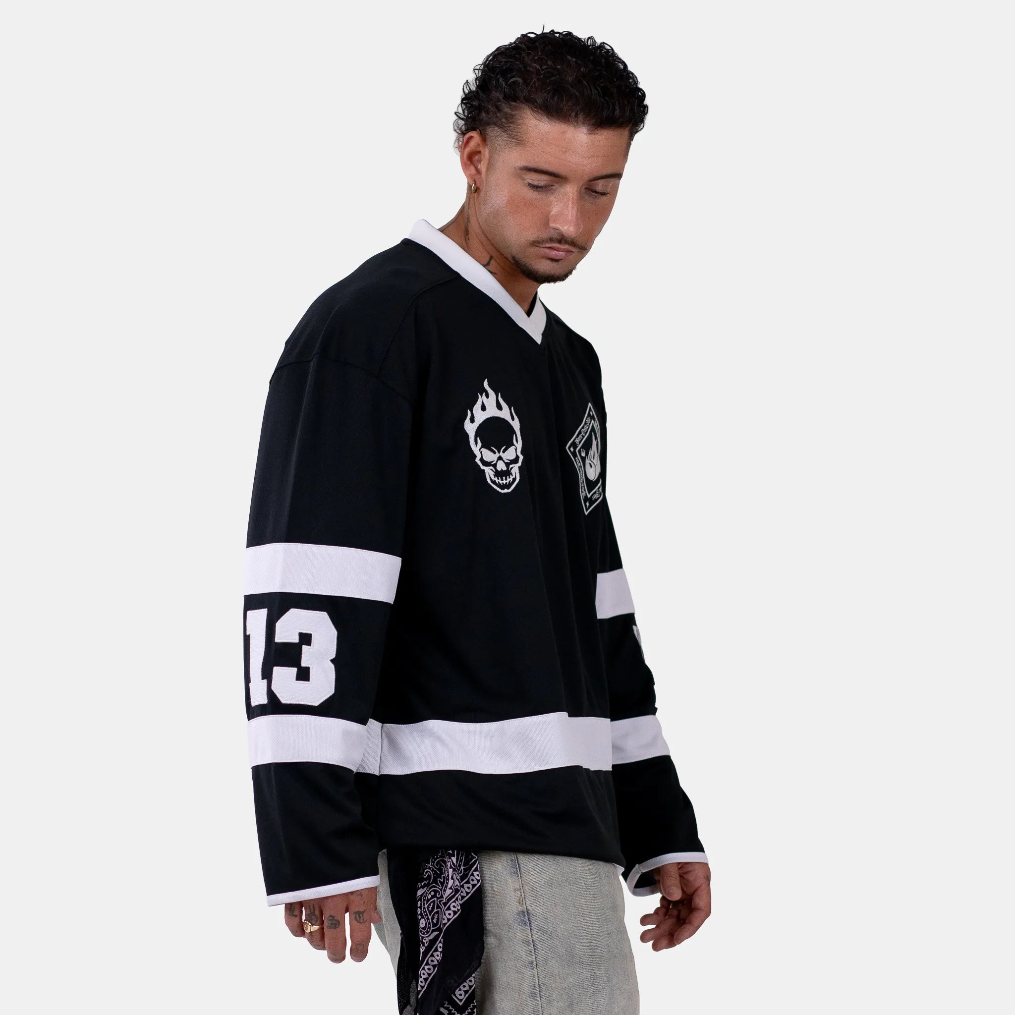 Born Outta Fire Hockey Jersey - Black/White