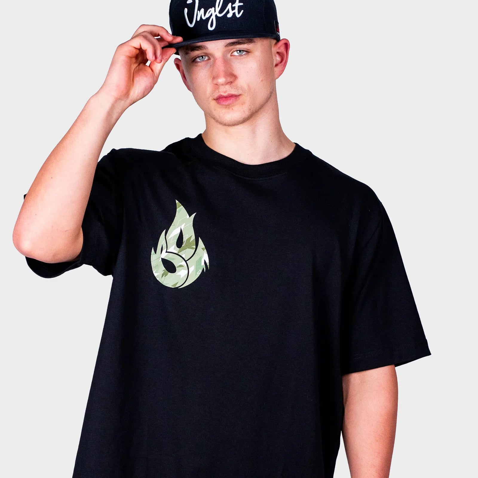 Black BOF X Jnglst Green Camo Fire Relaxed Fit T-Shirt