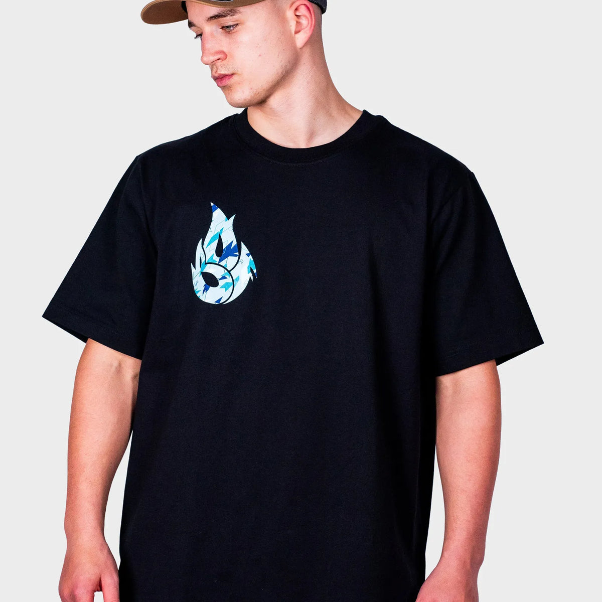 Black BOF X Jnglst Blue Camo Fire Relaxed Fit T-Shirt