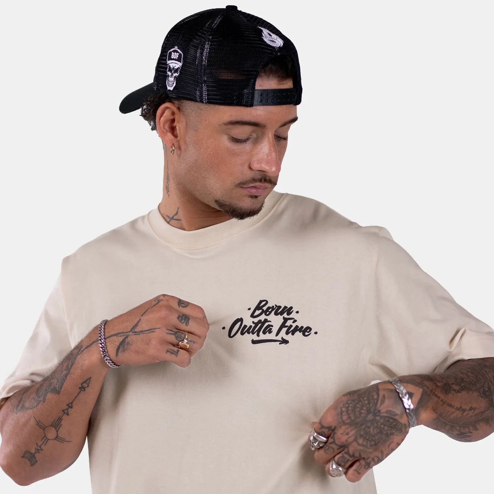 Born Outta Fire BOF Skull T-Shirt - Natural